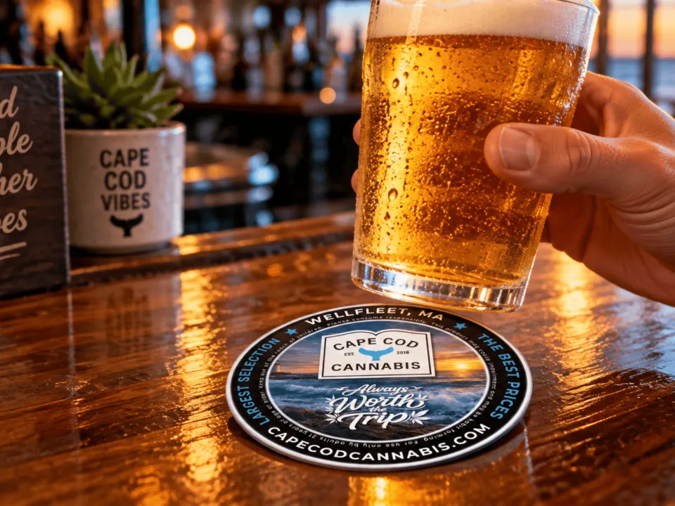 FREE CCC Bar Coasters for Cape Cod Restaurants & Bars provided by Cape Cod Cannabis in Wellfleet!