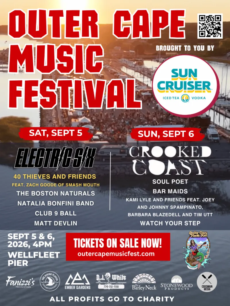 Outer Cape Music Festival - Labor Day Weekend, Sept. 5th & 6th 2026 at the Wellfleet Pier. Cape Cod Cannabis is a proud sponsor!