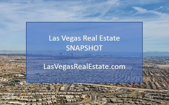 aerial view of las vegas, in the middle the words "las vegas real estate snapshot" is written - LasVegasRealEstate.com
