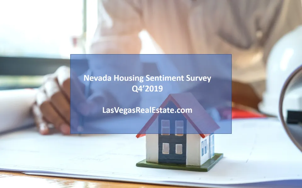 a man making a 3D model of a house and its surrounding area, the words "nevada housing sentiment survey Q42019" is written in the middle - lasvegasrealestate.com