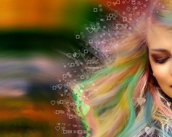 Girl Abstract Colorful Hair with Astigmatism