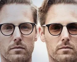 man wearing transition lenses