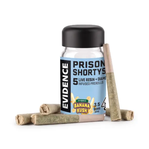 PRISON SHORTYS - BANANA KUSH INFUSED PRE-ROLLS 5PK k3