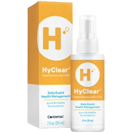 HyClear eyelid spray and packaging for daily eye health care
